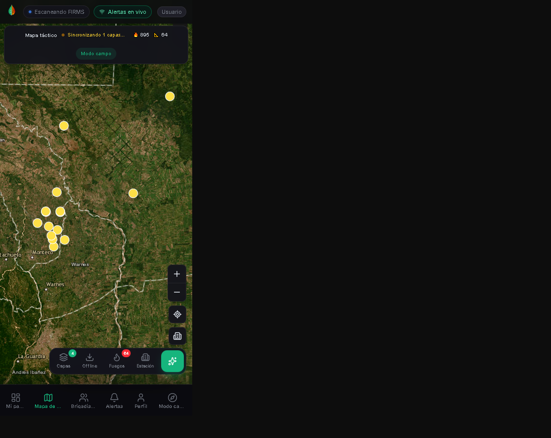 Mapa táctico Aura en móvil